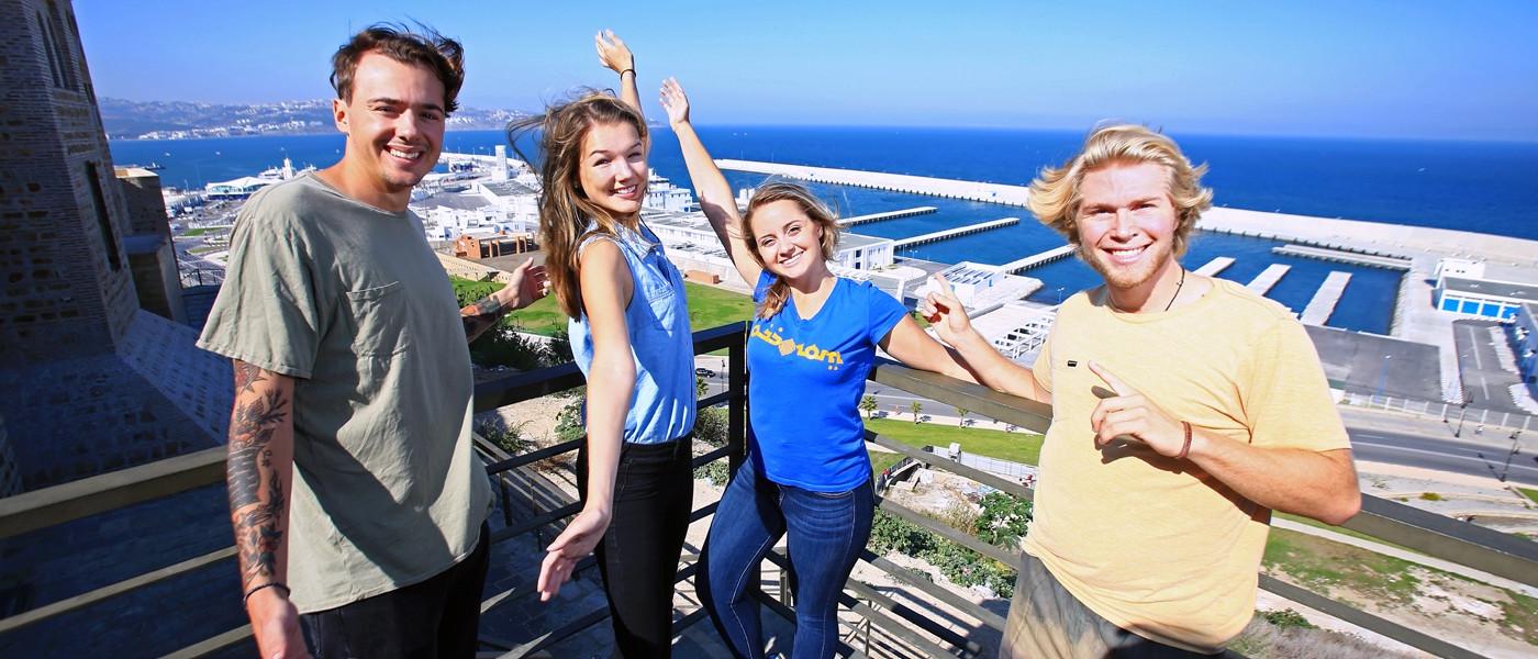 students overlook tangier from a height